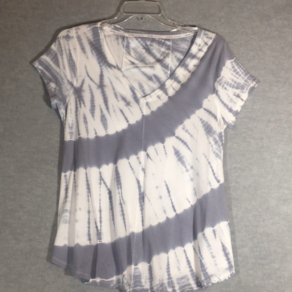 CALVIN KLEIN Tie Dye Soft Comfy Cotton Modal Spandex A-Line HiLo Top